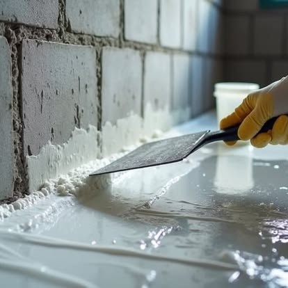 Completed waterproofing project with protective coating